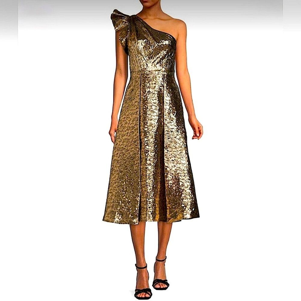 Antonio Melani Bridgett One Shoulder Metallic A-Line Evening Gown Dress Sz 2 NWT - Picture 4 of 16